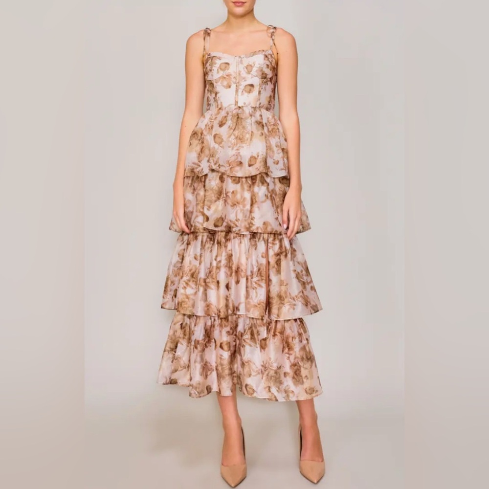 Floral Tiered Corset Cocktail Dress